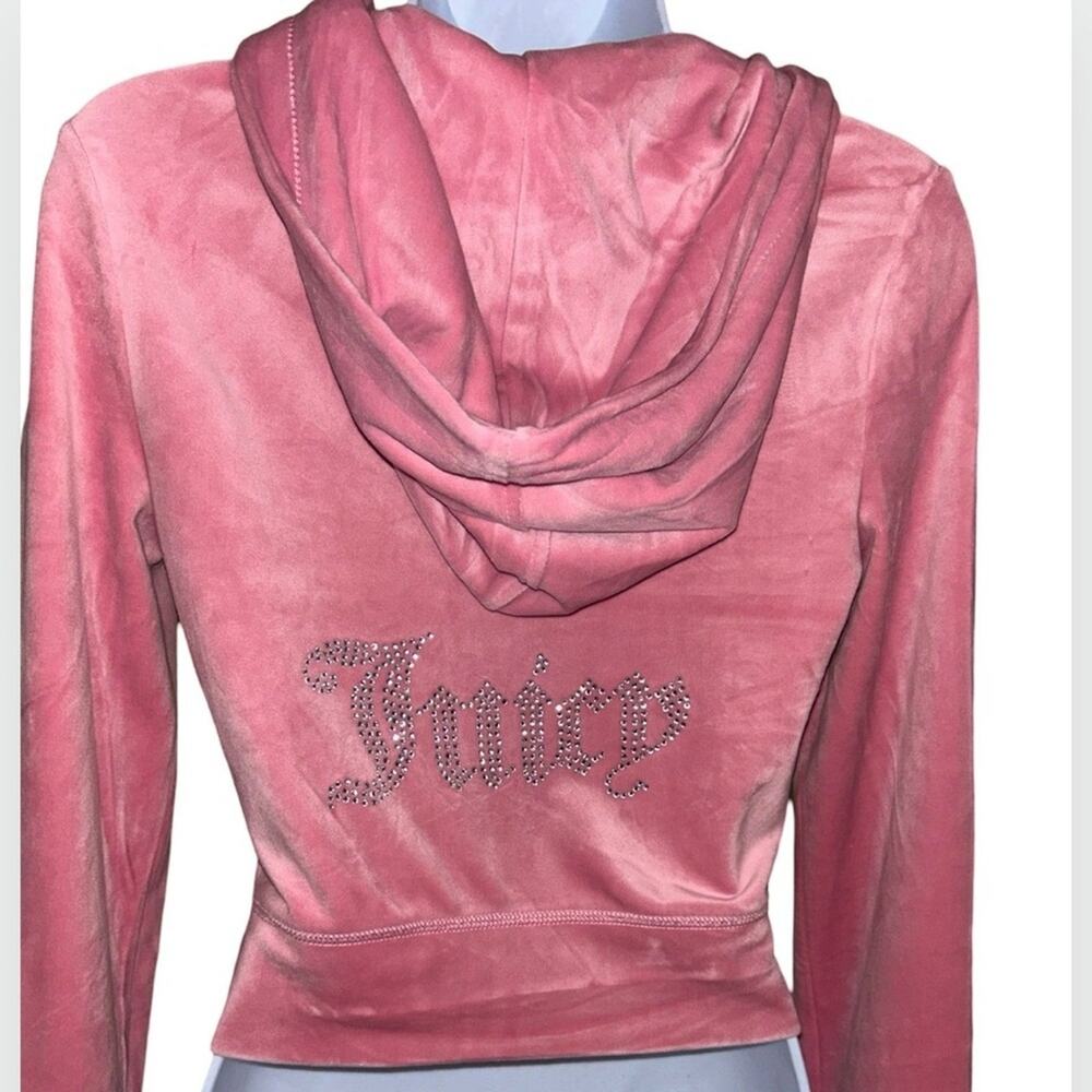JUICY COUTURE DUSTY ROSE OG BLING RHINESTONE VELOUR TRACKSUIT HOODIE NWT